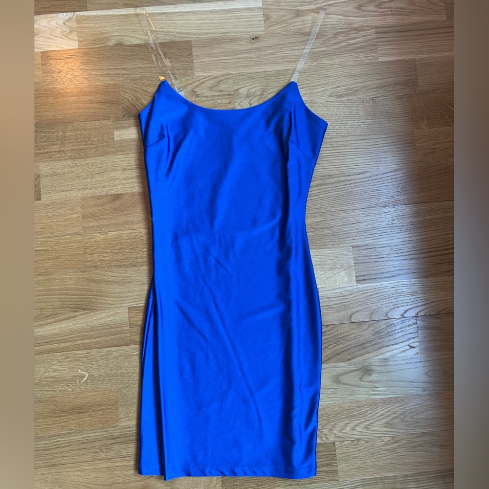 BLUE CLEAR STRAP DRESS
